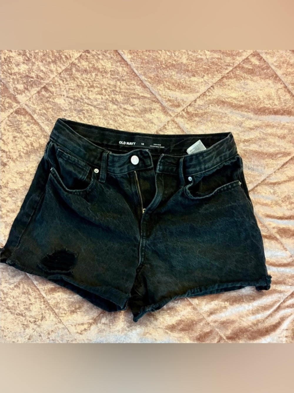 Old Navy Girls Black Distressed Denim Shorts Size 14